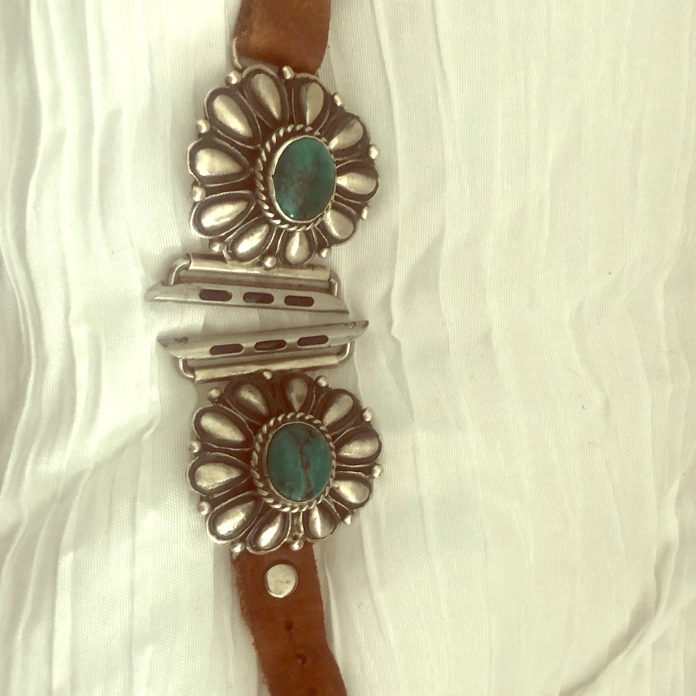 Silver & turquoise Apple Watch band